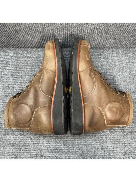 Indian Motorcycle Moc Toe Boots Mens 11 Brown Leather Lace Up Combat Vibram Sole main image 4